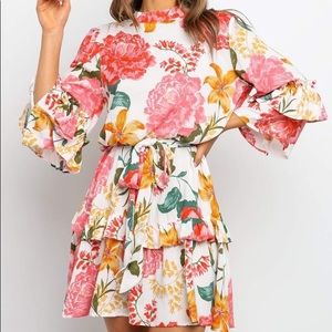 High Neck Floral Mini Dress